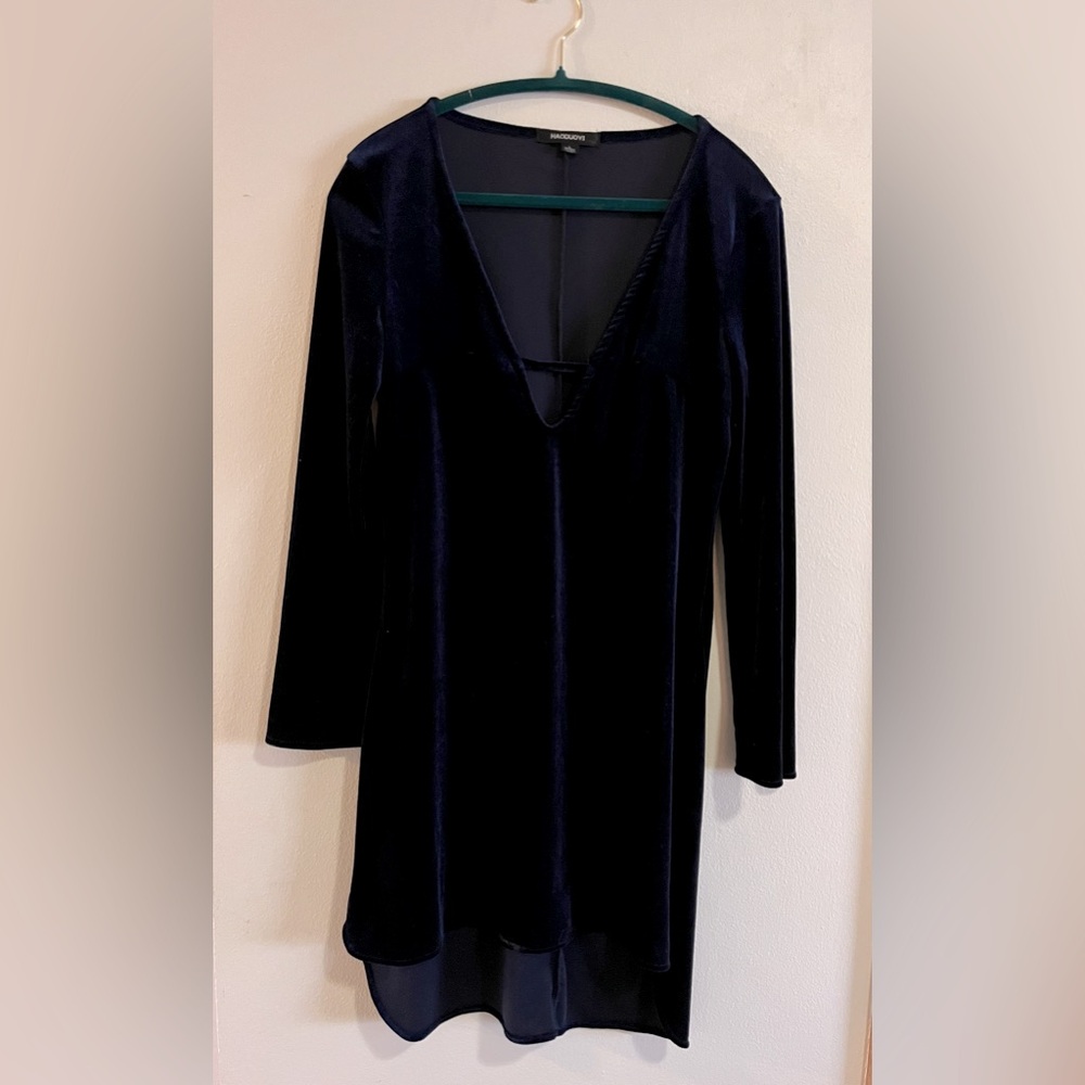 Navy Blue Velvet Dress